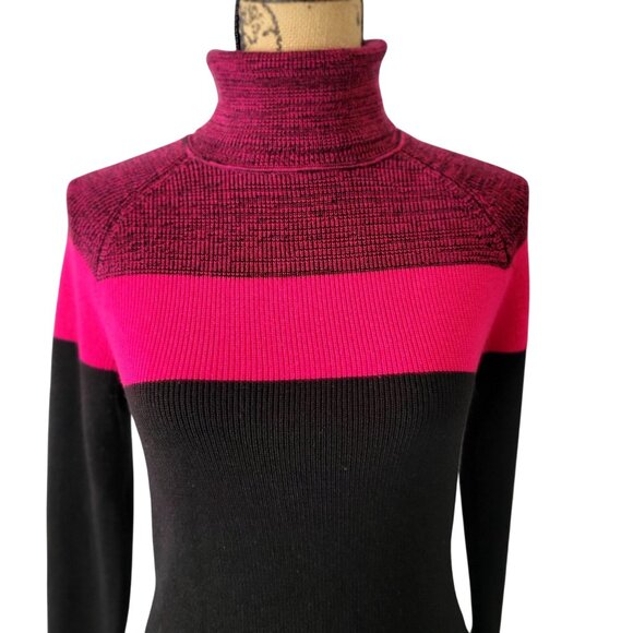 Calvin Klein Pink & Black Sweater Turtleneck Dress- S - Picture 4 of 7